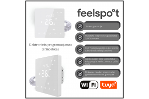 Elektroninis programuojamas termostatas Feelspot WTH22.16 NEW baltas, WiFi, Tuya Elektroninis programuojamas termostatas Feelspot WTH22.16 NEW baltas, WiFi, Tuya